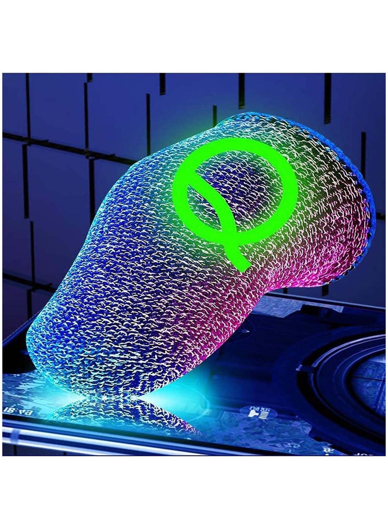 Gaming Finger Sleeves | Luminous Mobile Controller Sleeve Sets, Game Gloves, Thumb Sleeves, For League of Legend, PUBG, Rules Survival (6 Pcs, Silver)