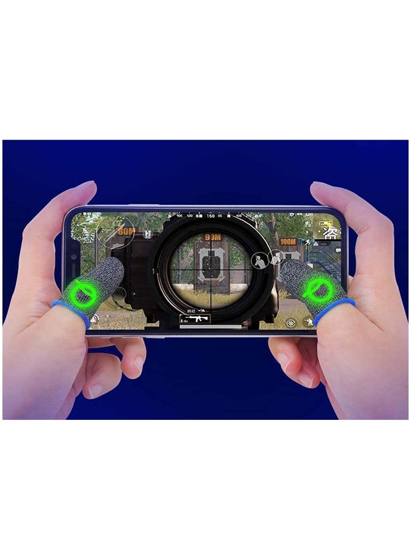 Gaming Finger Sleeves | Luminous Mobile Controller Sleeve Sets, Game Gloves, Thumb Sleeves, For League of Legend, PUBG, Rules Survival (6 Pcs, Silver)