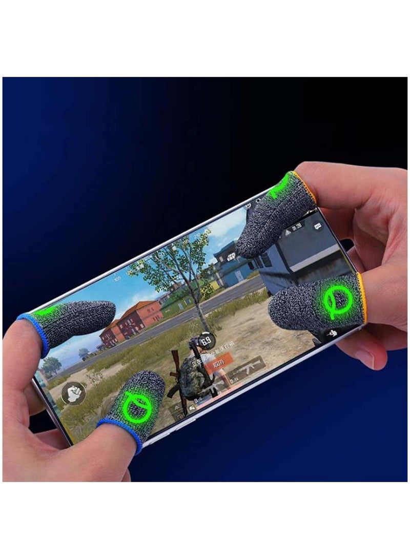 Gaming Finger Sleeves | Luminous Mobile Controller Sleeve Sets, Game Gloves, Thumb Sleeves, For League of Legend, PUBG, Rules Survival (6 Pcs, Silver)