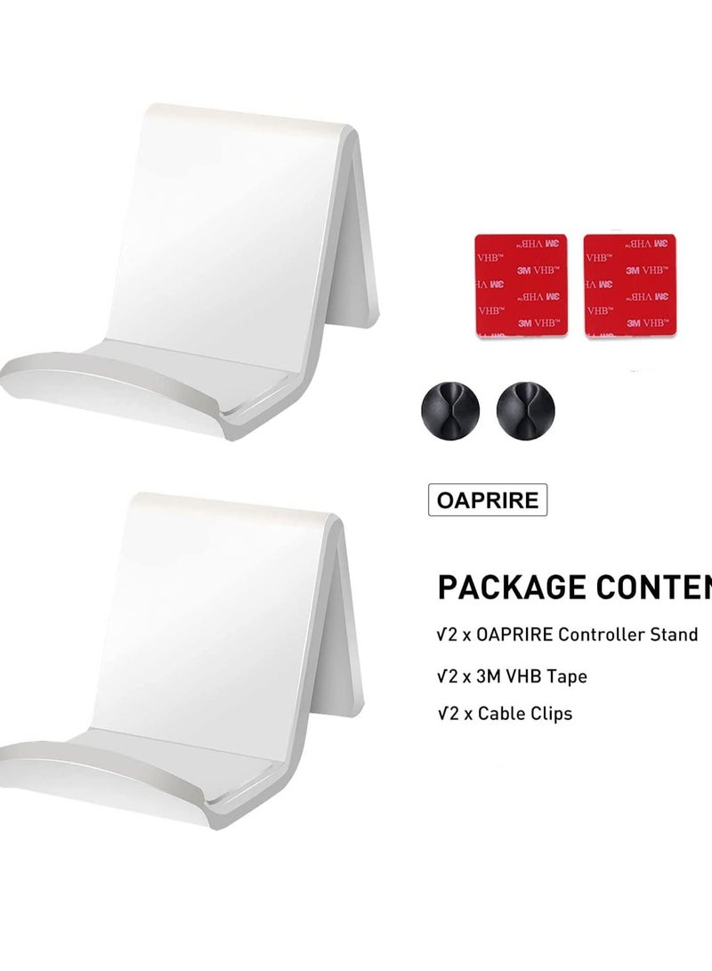 Controller Stand Gaming Accessories Universal Holder 2 Pack for XBOX ONE PS4 PS5 SWITCH Wall Mount with Cable Clips&Anti-Slip Pads (White)