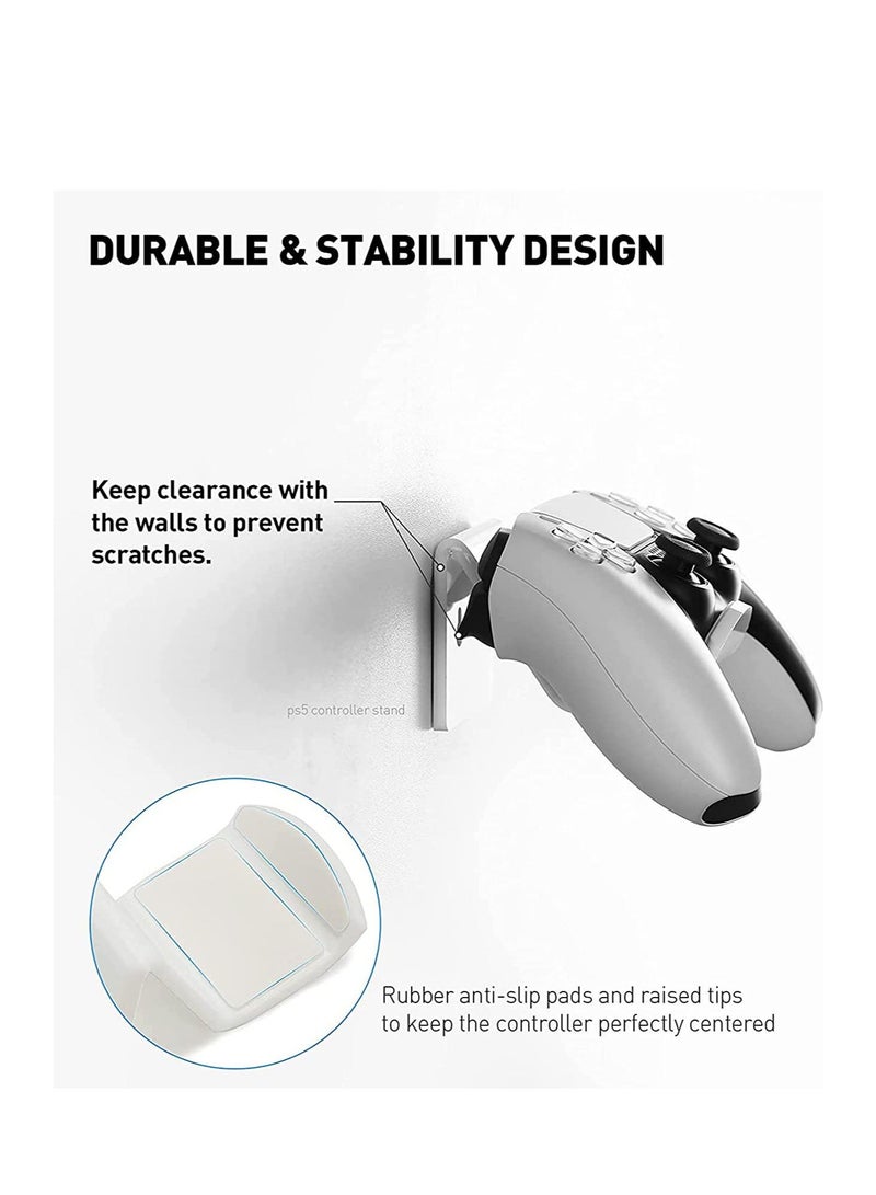 Controller Stand Gaming Accessories Universal Holder 2 Pack for XBOX ONE PS4 PS5 SWITCH Wall Mount with Cable Clips&Anti-Slip Pads (White)