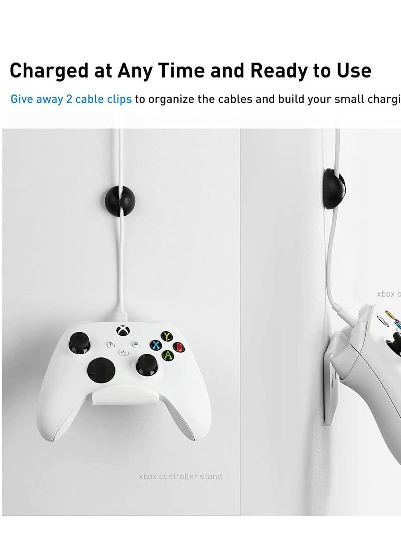 Controller Stand Gaming Accessories Universal Holder 2 Pack for XBOX ONE PS4 PS5 SWITCH Wall Mount with Cable Clips&Anti-Slip Pads (White)