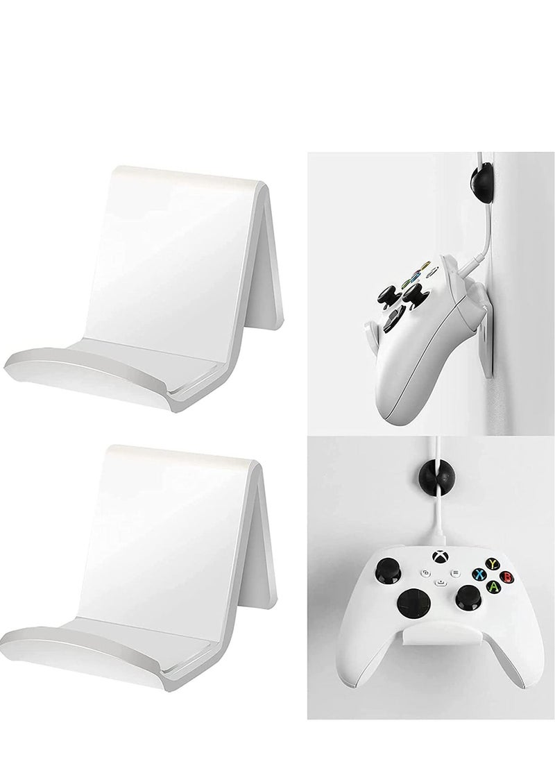 Controller Stand Gaming Accessories Universal Holder 2 Pack for XBOX ONE PS4 PS5 SWITCH Wall Mount with Cable Clips&Anti-Slip Pads (White)