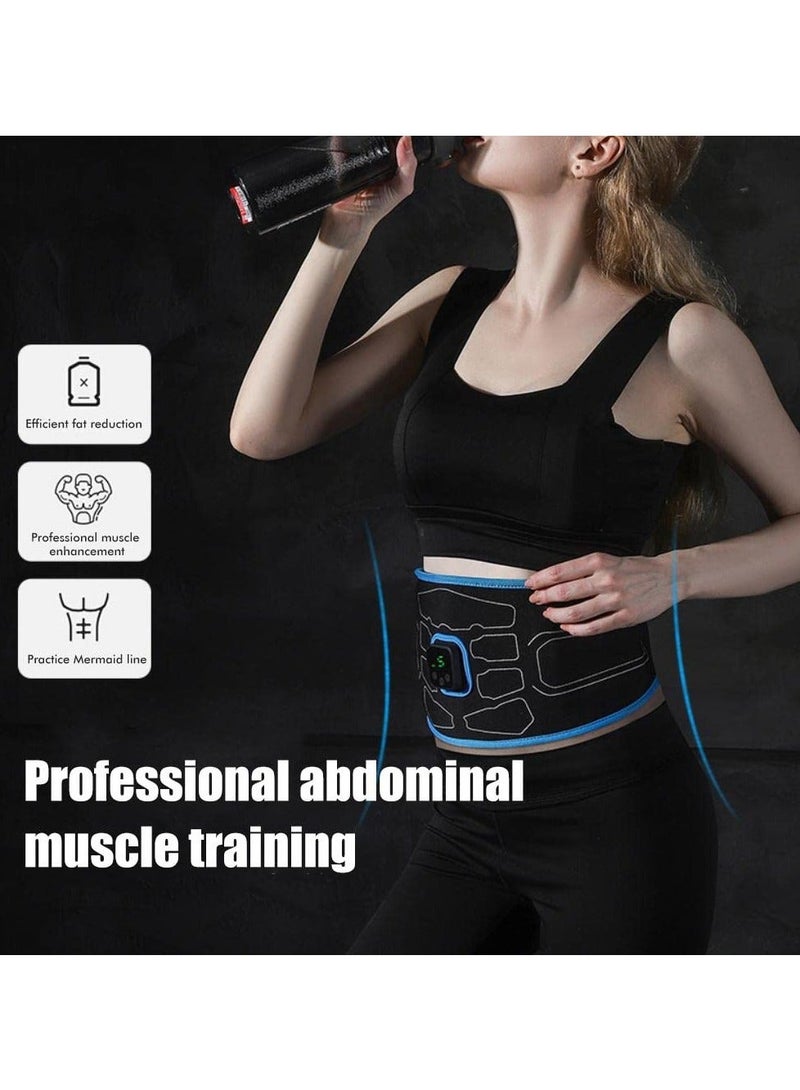 EMS Muscle Stimulator, Abs Trainer Stomach Toning Belt Abdomen/Waist/Leg/Arm/Buttock with 6 Modes, USB Rechargeable, Body Fitness Exercise Equipment for Men/ Women