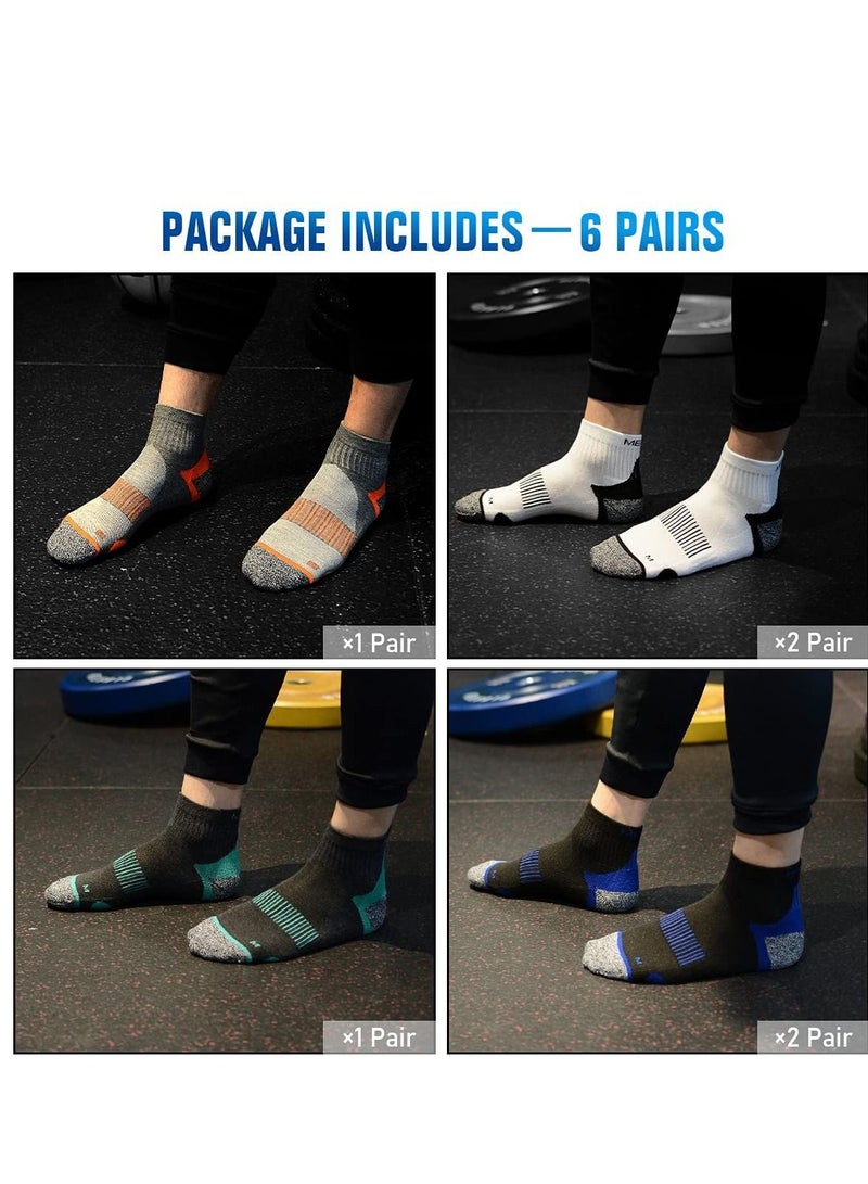 Running Socks, Cushioned Trainer Socks Anti Blister Sports For Men Women, Nonslip Athletic with Heel and Toe Protection, Breathable Sweat-Wicking 6 Pairs