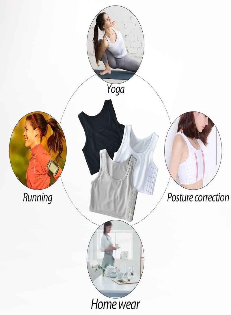 Sports Bras for Women, 3Pcs Women Breathable Cotton Bra, Women's Bustiers Corsets Yoga Bra Workout Gym Activewear, Casual Sport Chest Vest (Size:L)