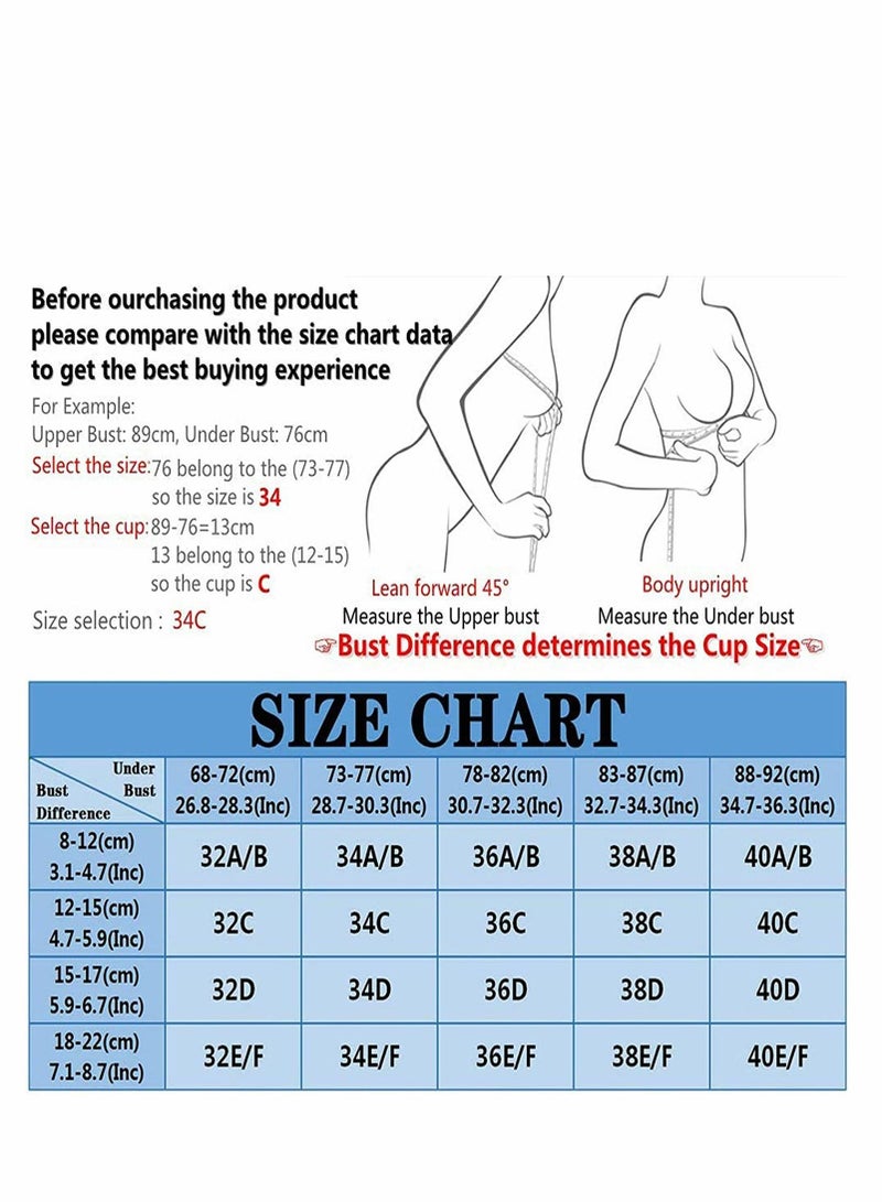 Women Strapless Front Buckle Lift Bra, Girl Push Up Adjustable Breathable Bra Invisible Wirefree Bandeau Padded Bralette Top