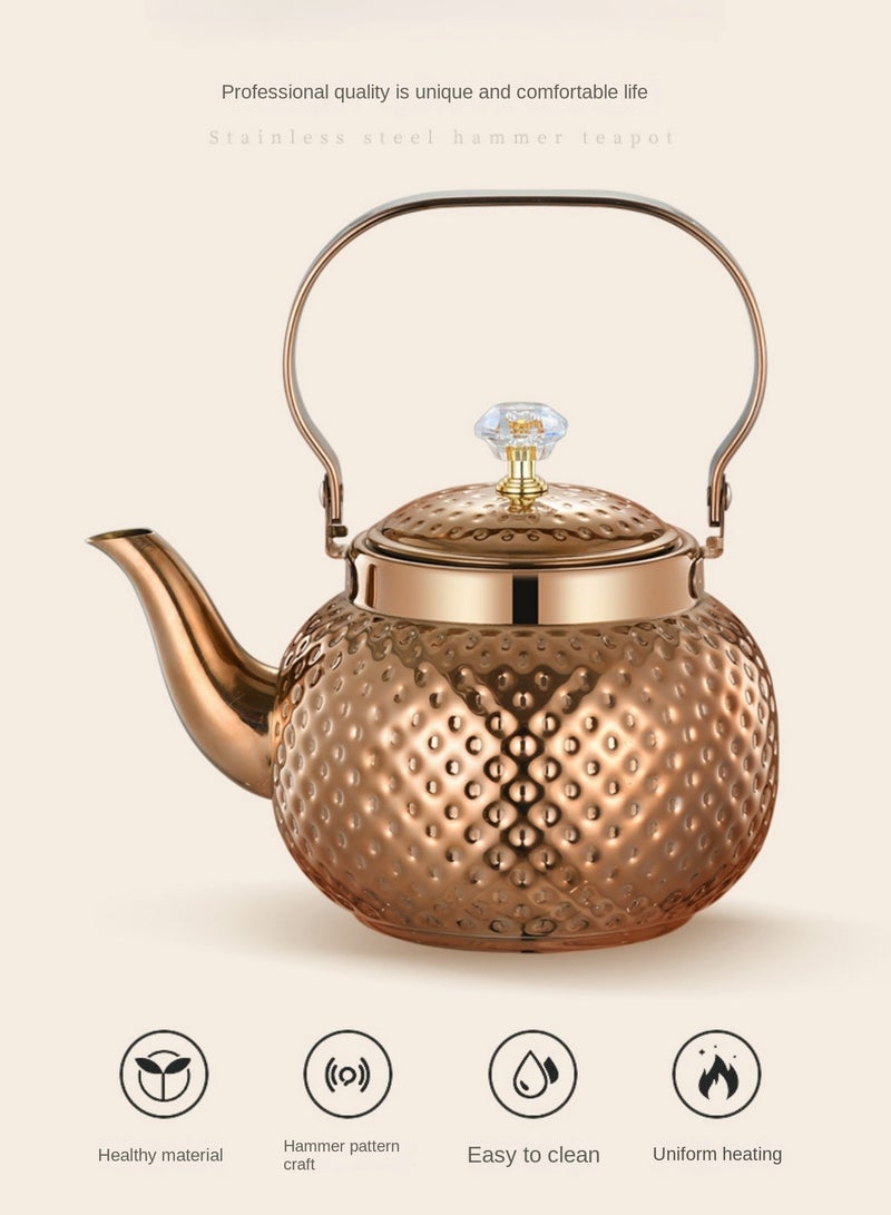 1.6L food grade stainless steel teapot is sturdy and durable, suitable for household and household items, and easy to enjoy the fun of brewing tea