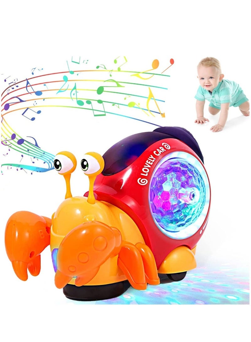 Crawling Crab Toy, Interactive Walking Dancing Toy with Music Sounds & Lights, Automatically Avoid Obstacles, Moving Toddler Toys for Kids Infants, Musical Light up Babies, Toddlers