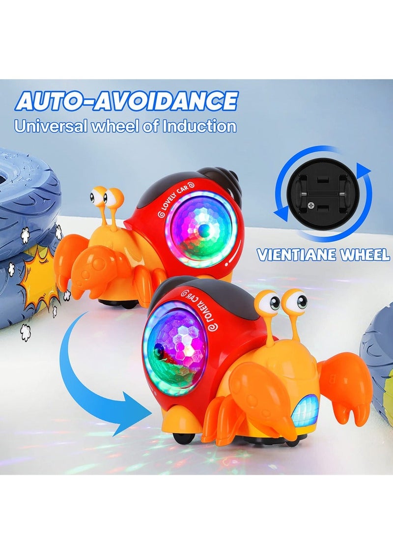 Crawling Crab Toy, Interactive Walking Dancing Toy with Music Sounds & Lights, Automatically Avoid Obstacles, Moving Toddler Toys for Kids Infants, Musical Light up Babies, Toddlers