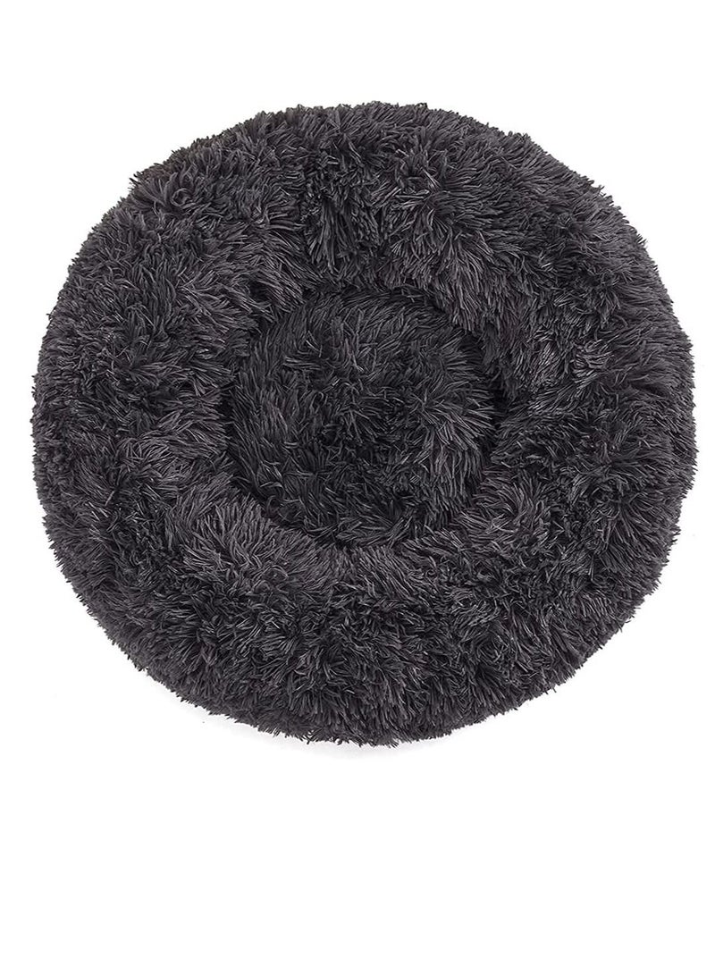 Donut Dog Bed, Cat Bed for Indoor Cats, Calming Faux Fur Pillow Pet Cuddler Round Plush Soft Fluffy Warm and Cozy to Improved Sleep, Machine Washable (20in)