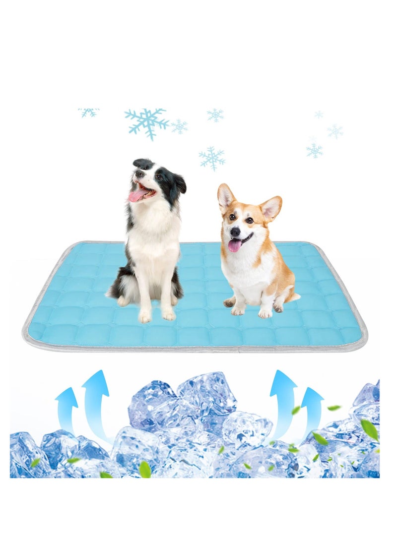 Dog Cooling Mat 70 x 50cm Summer Self for Dogs Puppy Cats Small Animal Rabbit Ice Silk Pet Mats Blanket Keep Cool Pad Sofa Floor Car Seat Bed (Blue)