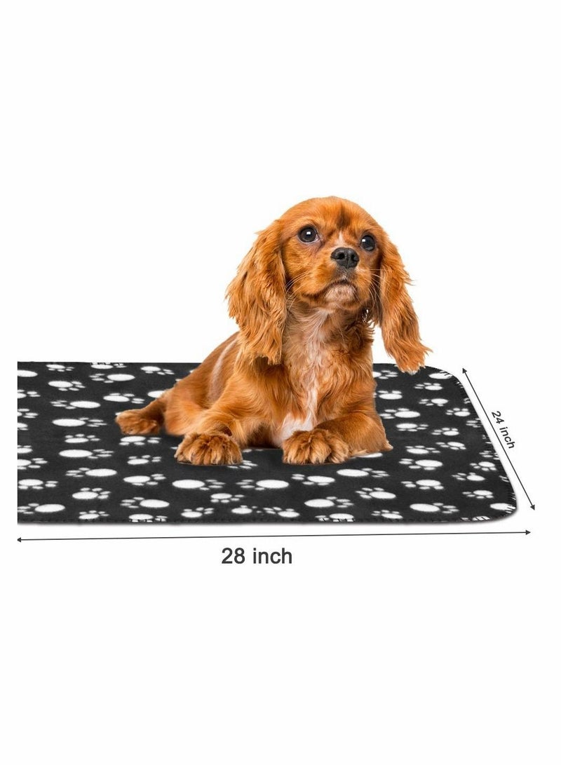 6 Pack Pet Blanket Soft Fleece Dog Cat Blanket, Fluffy Warm Sleep Bed Cover with Bones Print for Kitten Puppy, Kennels, Beds, Car Seats and Crate (Black)