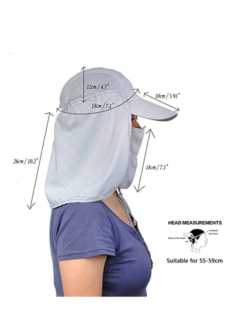 UV Protection Mask UPF 50+ Folding Fishing Hat Removable Adjustable Legion Quick Dry Sun Hunting
