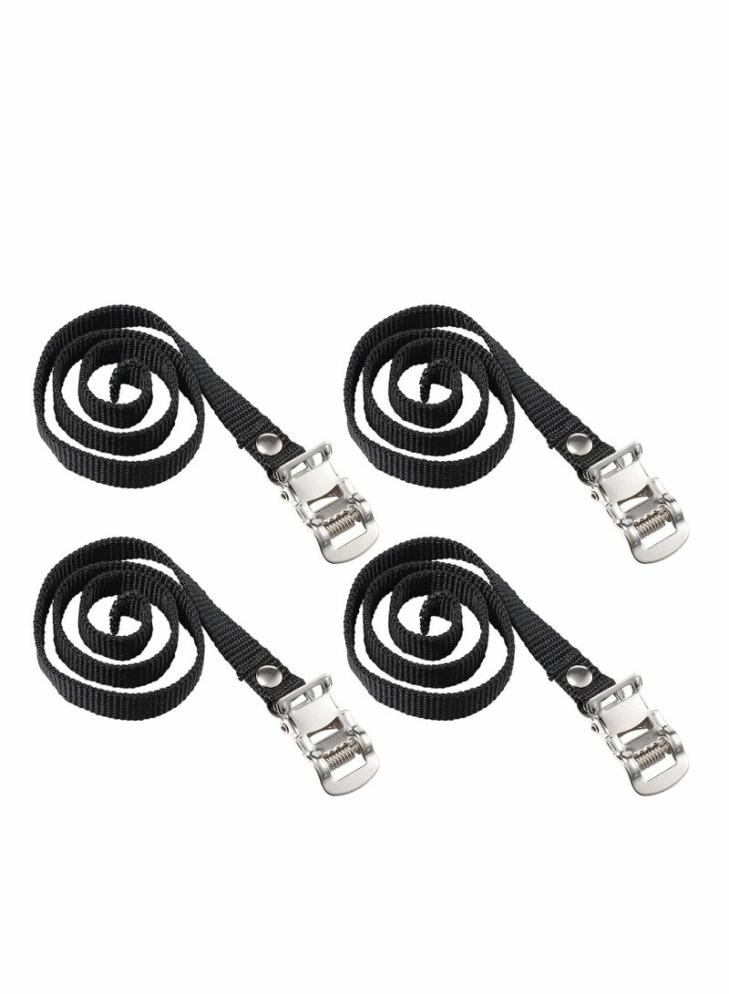 4PCS Bike Pedal Straps Toe Clips Tape For Outdoor Cycling And Indoor Stationary DIY (Black)