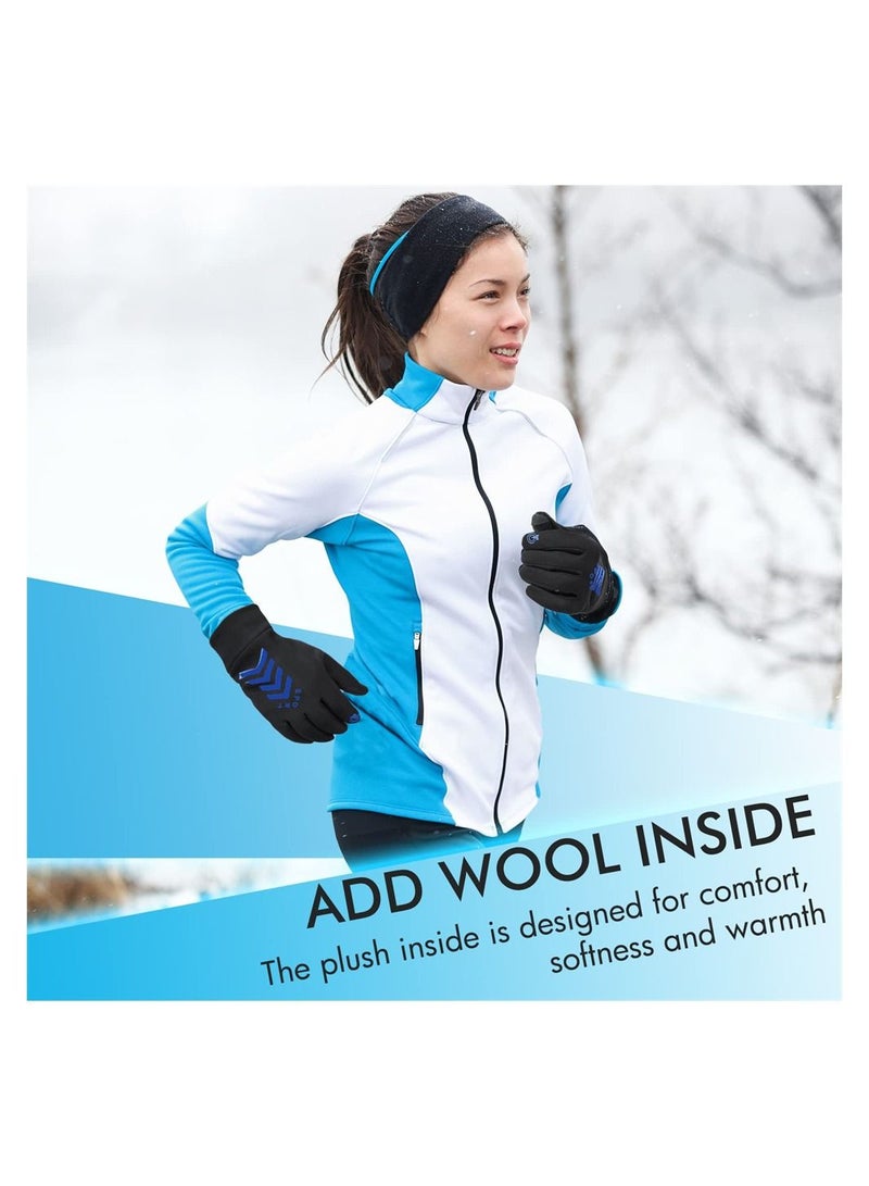 Winter Gloves Touch Screen, 3 Pairs Comfortable Waterproof Thermal Warm Driving Windproof Reflective for Running Cycling Hiking