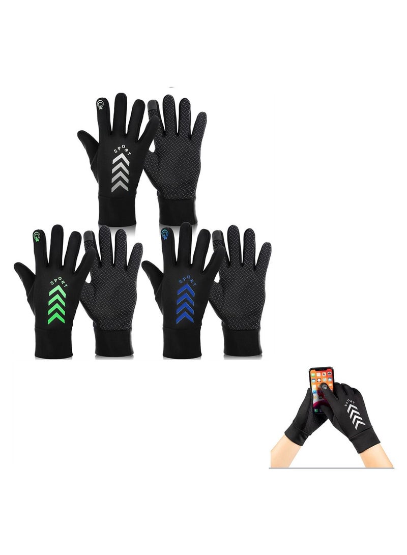 Winter Gloves Touch Screen, 3 Pairs Comfortable Waterproof Thermal Warm Driving Windproof Reflective for Running Cycling Hiking