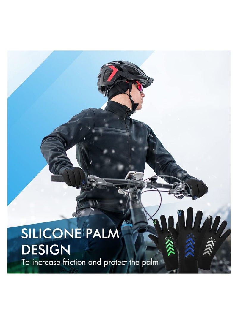 Winter Gloves Touch Screen, 3 Pairs Comfortable Waterproof Thermal Warm Driving Windproof Reflective for Running Cycling Hiking