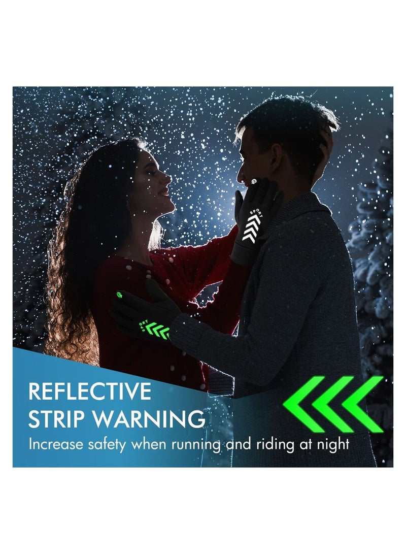 Winter Gloves Touch Screen, 3 Pairs Comfortable Waterproof Thermal Warm Driving Windproof Reflective for Running Cycling Hiking
