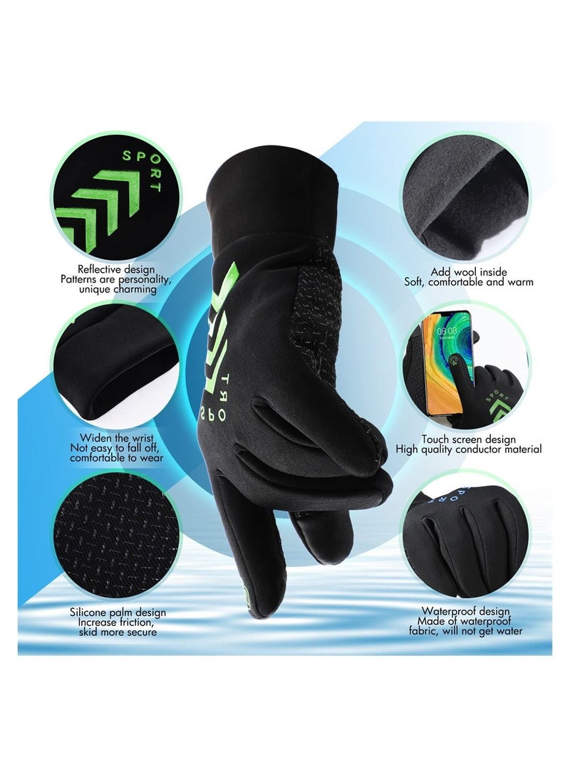 Winter Gloves Touch Screen, 3 Pairs Comfortable Waterproof Thermal Warm Driving Windproof Reflective for Running Cycling Hiking