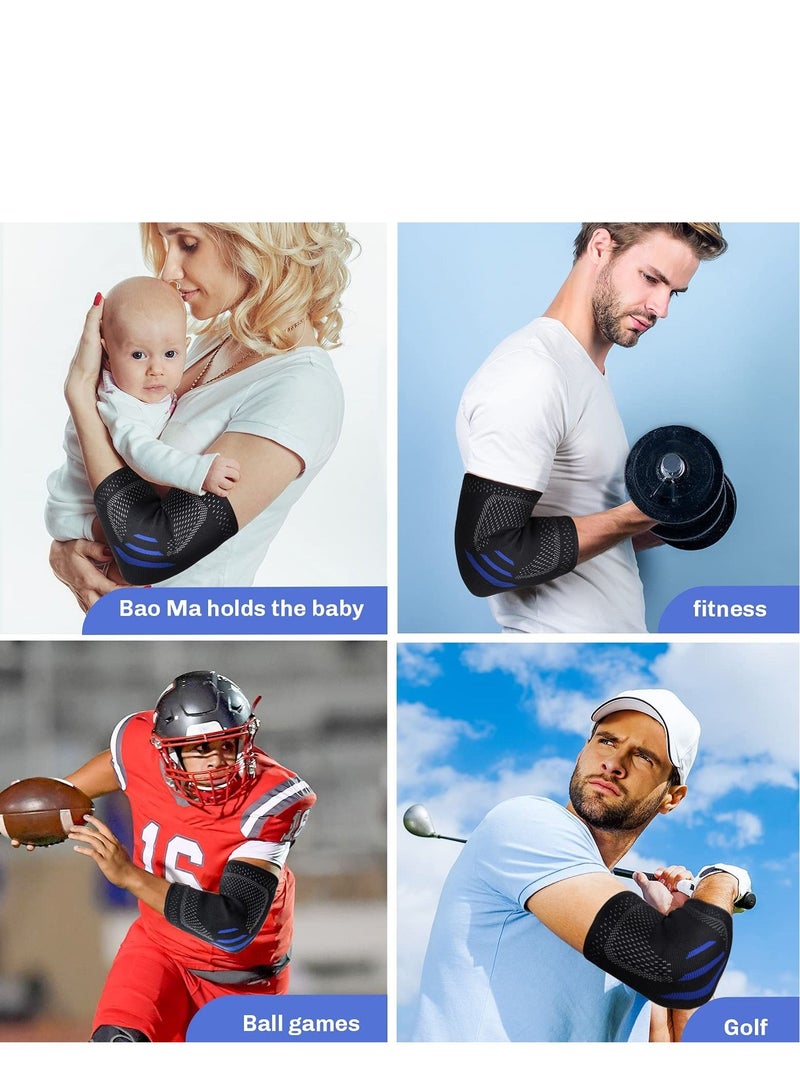 2 in 1 Tennis Elbow Brace for Men Women Compression Sleeve with Integrated Pads Breathable Tendonitis elbow Support Protector Sports Golfer's Arthritis Treatment Reduce Joint Pain