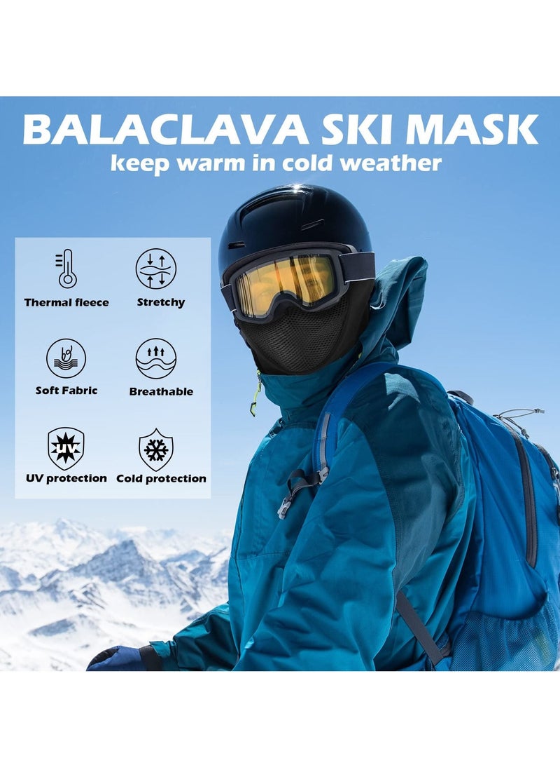 SYOSI 2 Pcs Balaclava Masks, Thicken Fleece Mask Winter Thermal Windproof for Outdoor Skiing Cycling Snowboarding Full Cover Unisex (Black, Gray)