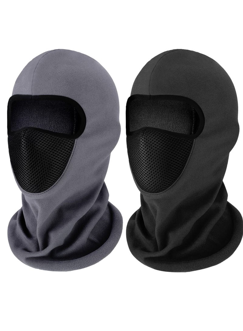 SYOSI 2 Pcs Balaclava Masks, Thicken Fleece Mask Winter Thermal Windproof for Outdoor Skiing Cycling Snowboarding Full Cover Unisex (Black, Gray)