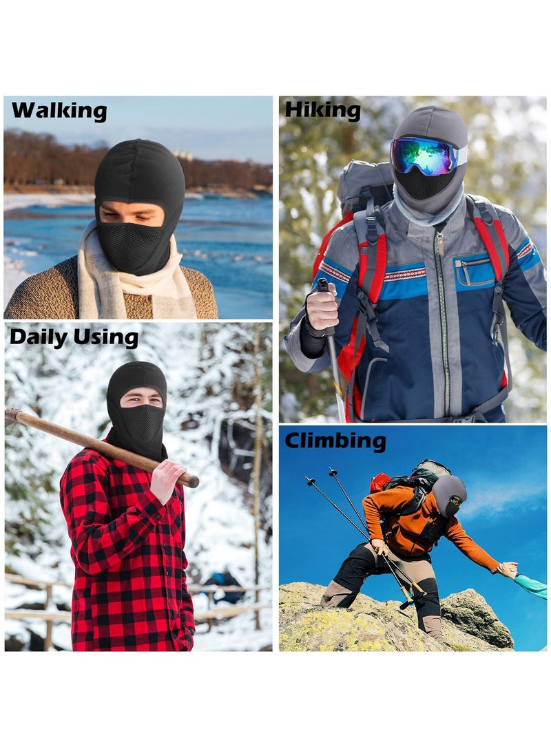 SYOSI 2 Pcs Balaclava Masks, Thicken Fleece Mask Winter Thermal Windproof for Outdoor Skiing Cycling Snowboarding Full Cover Unisex (Black, Gray)