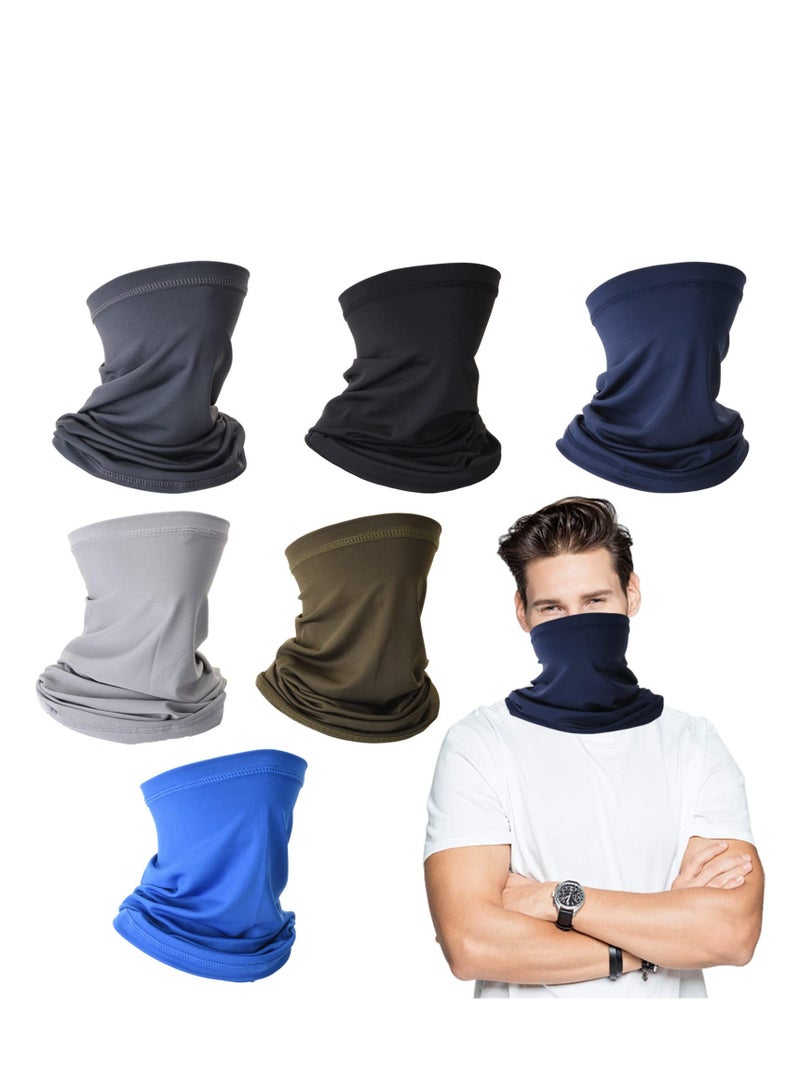 Face Cover Scarf, 6 PCS Multifunctional Headwear Bandana Sun UV Protection Masks, Neck Gaiter, Scarf Sunscreen Breathable Bandana, Cycling Running for Men Women