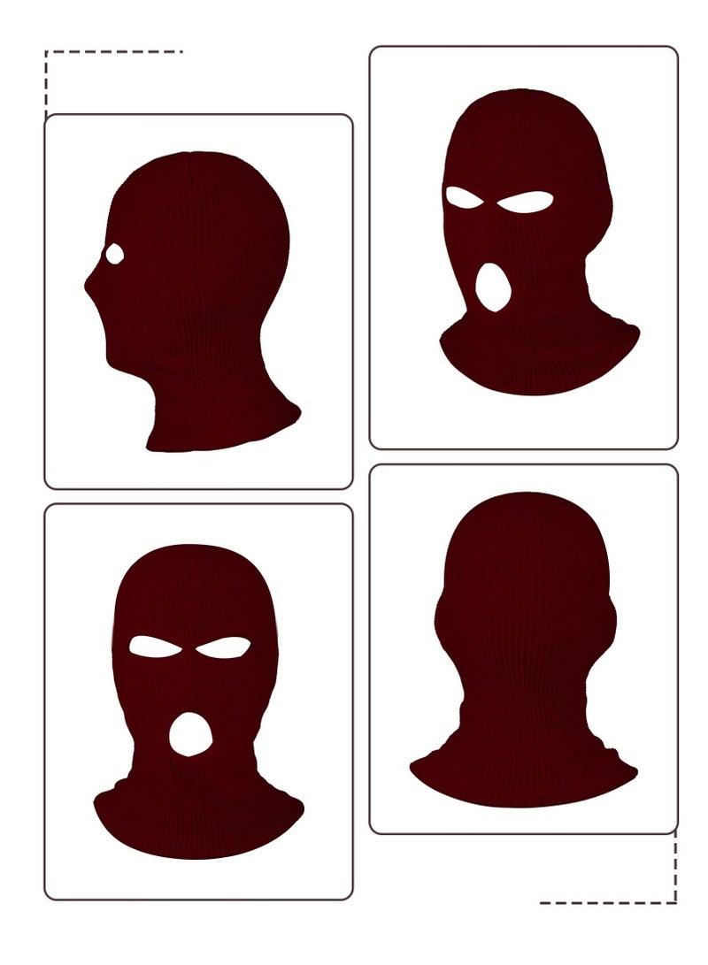 3-Hole Full Face Cover Winter Outdoor Sport Knitted Ski Adult Balaclava Headwrap Mask Motorcycle Cycling Snowboard Gear for Sports Men Women