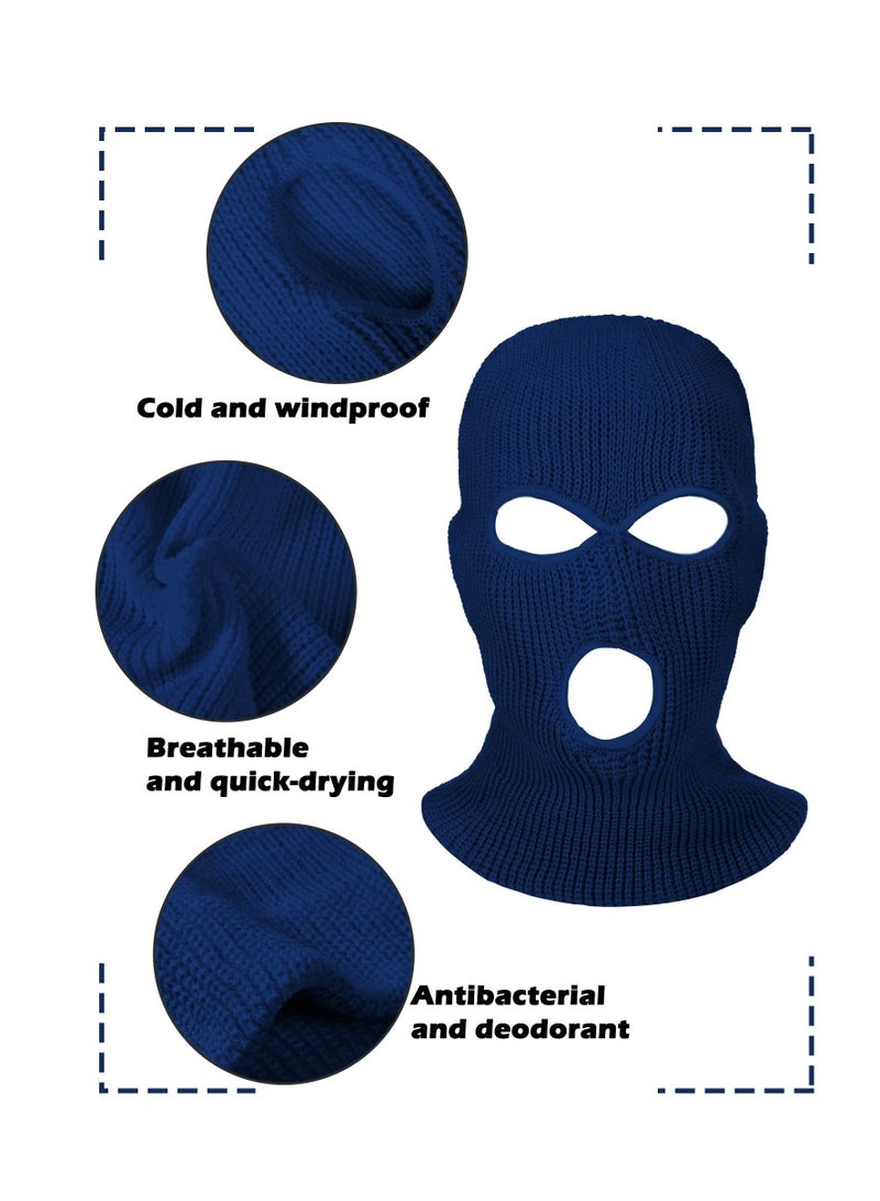 3-Hole Full Face Cover Winter Outdoor Sport Knitted Ski Adult Balaclava Headwrap Mask Motorcycle Cycling Snowboard Gear for Sports Men Women