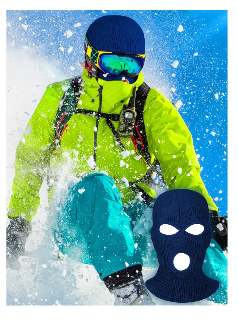 3-Hole Full Face Cover Winter Outdoor Sport Knitted Ski Adult Balaclava Headwrap Mask Motorcycle Cycling Snowboard Gear for Sports Men Women