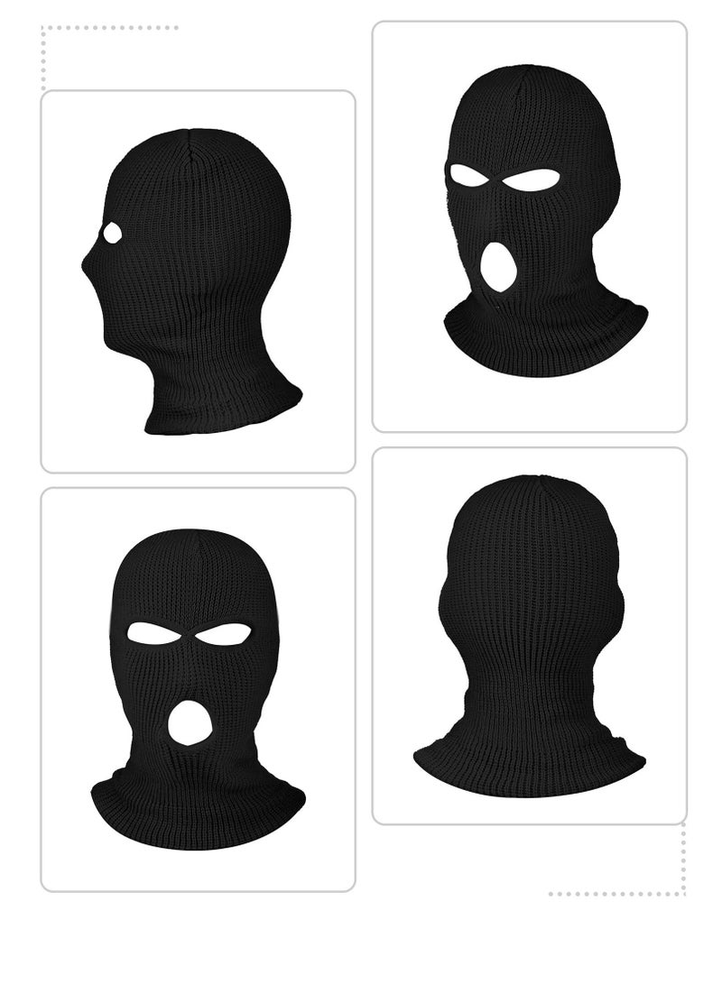 3-Hole Full Face Cover Winter Outdoor Sport Knitted Ski Adult Balaclava Headwrap Mask Motorcycle Cycling Snowboard Gear for Sports Men Women
