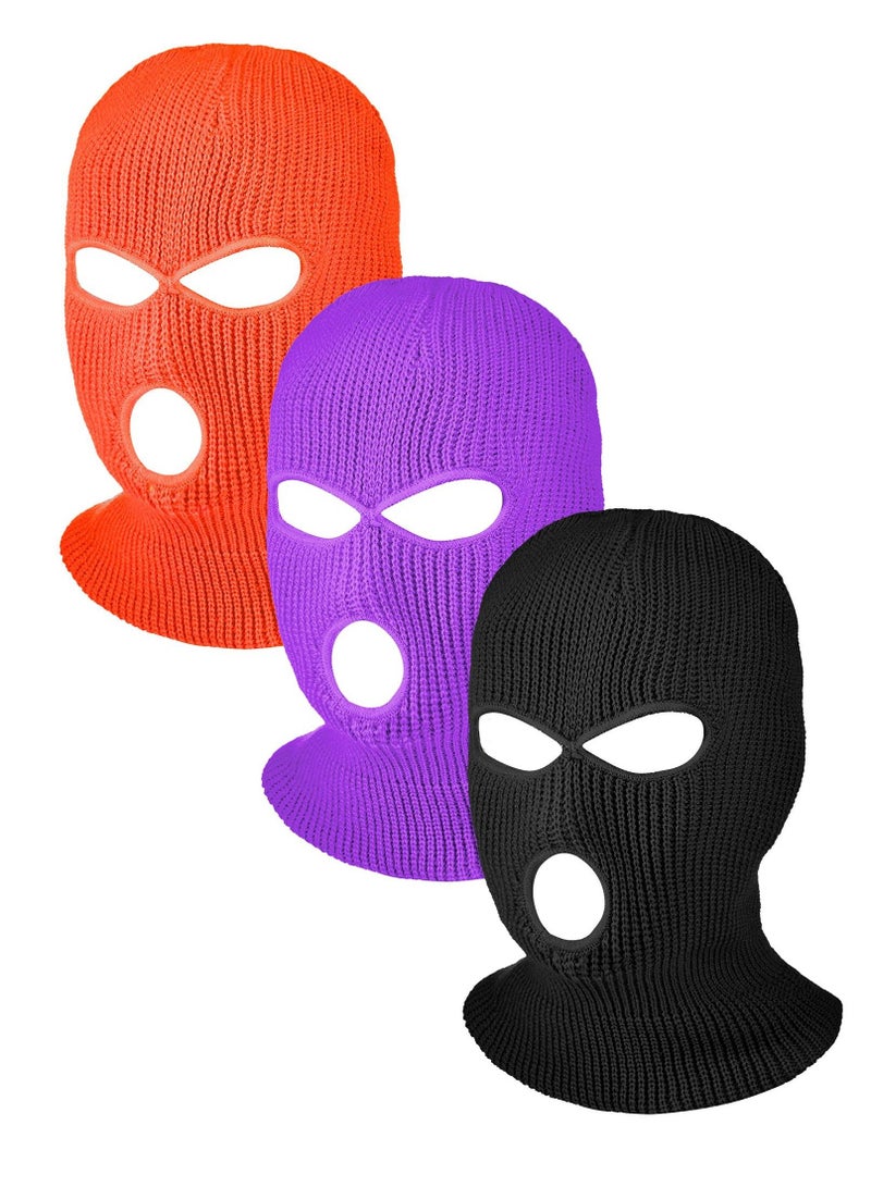 3-Hole Full Face Cover Winter Outdoor Sport Knitted Ski Adult Balaclava Headwrap Mask Motorcycle Cycling Snowboard Gear for Sports Men Women