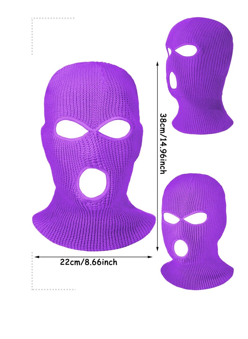 3-Hole Full Face Cover Winter Outdoor Sport Knitted Ski Adult Balaclava Headwrap Mask Motorcycle Cycling Snowboard Gear for Sports Men Women