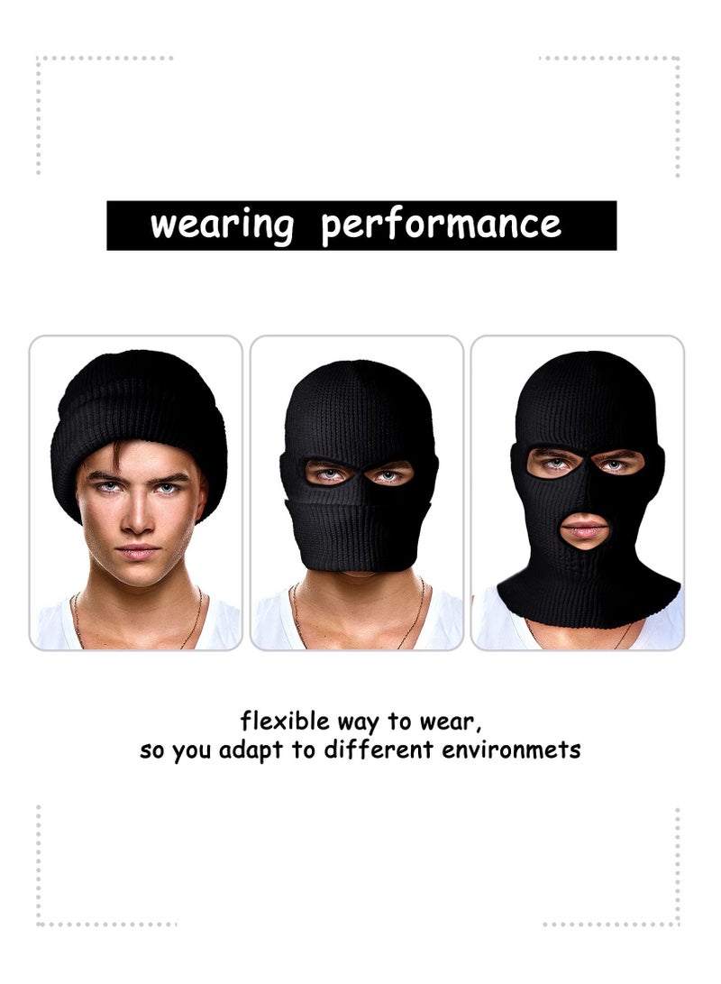 3-Hole Full Face Cover Winter Outdoor Sport Knitted Ski Adult Balaclava Headwrap Mask Motorcycle Cycling Snowboard Gear for Sports Men Women