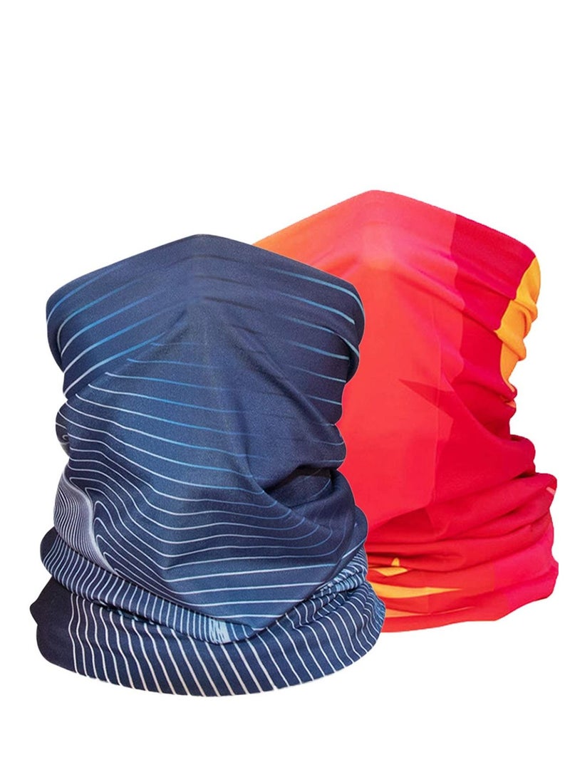 Breathable Bandana Facemask, Summer Cool Neck Tie Facemask Dustproof Sun Protection Scarf for Outdoor Men and Women Fishing Cycling Running (2 Pieces)