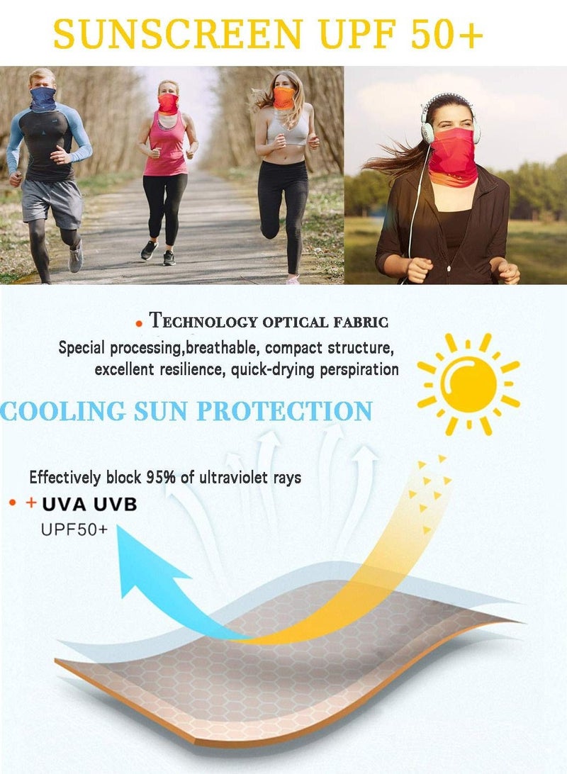 Breathable Bandana Facemask, Summer Cool Neck Tie Facemask Dustproof Sun Protection Scarf for Outdoor Men and Women Fishing Cycling Running (2 Pieces)
