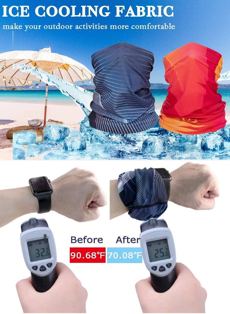 Breathable Bandana Facemask, Summer Cool Neck Tie Facemask Dustproof Sun Protection Scarf for Outdoor Men and Women Fishing Cycling Running (2 Pieces)