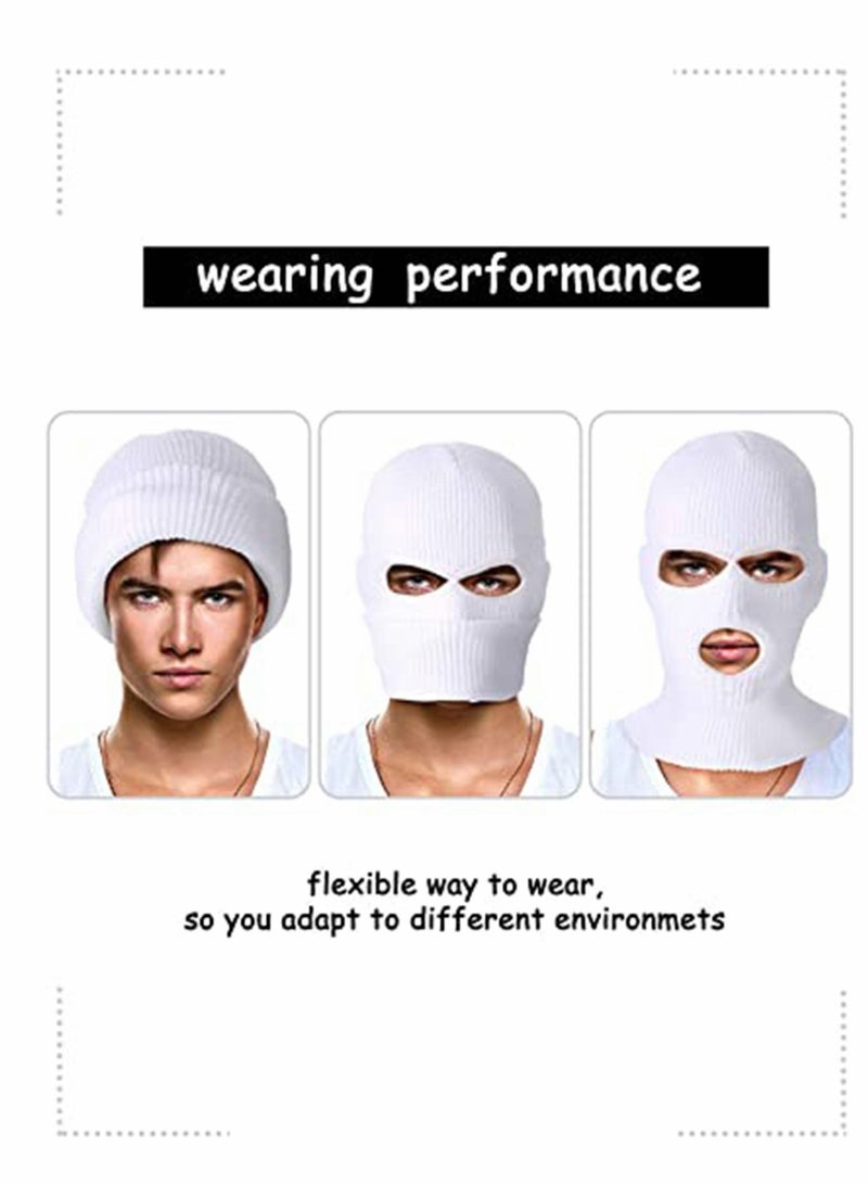3-Hole Full Face Cover Winter Outdoor Sport Knitted Ski Adult Balaclava Headwrap Mask Motorcycle Cycling Snowboard Gear for Sports Men Women