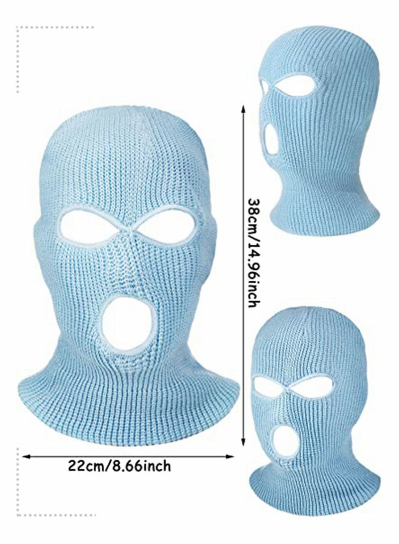 3-Hole Full Face Cover Winter Outdoor Sport Knitted Ski Adult Balaclava Headwrap Mask Motorcycle Cycling Snowboard Gear for Sports Men Women