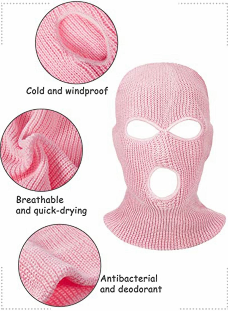 3-Hole Full Face Cover Winter Outdoor Sport Knitted Ski Adult Balaclava Headwrap Mask Motorcycle Cycling Snowboard Gear for Sports Men Women
