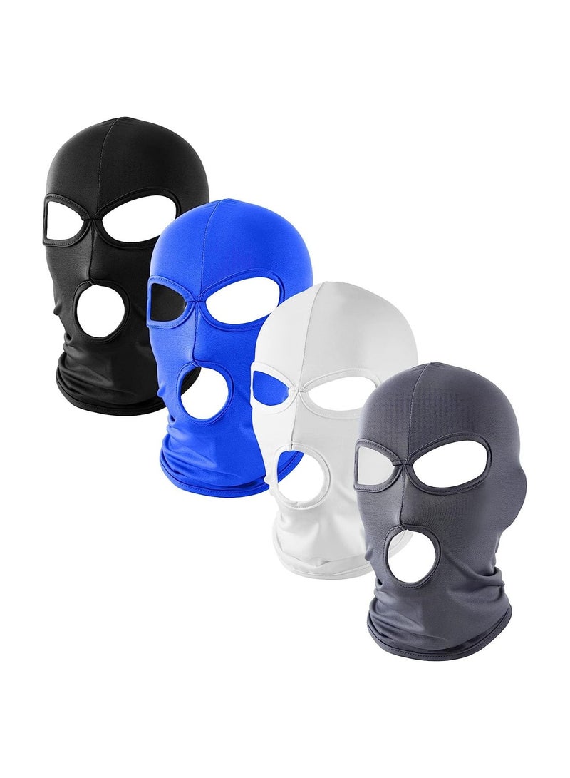 Balaclava Covering, 4Pcs Multicolor Three Holes Full Face Summer Thin Open Hood Windproof Motorcycle Cover for Cycling Skiing Outdoor Activities, Ice Silk Breathable