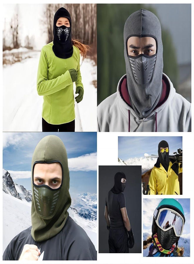 Balaclava Ski Mask, 3Pcs Warm Soft Motorcycle Winter Full Face Cover Knit Mask with Breathable Air Vents, Thermal Bicycle Sports, Outdoor Sport Knitted