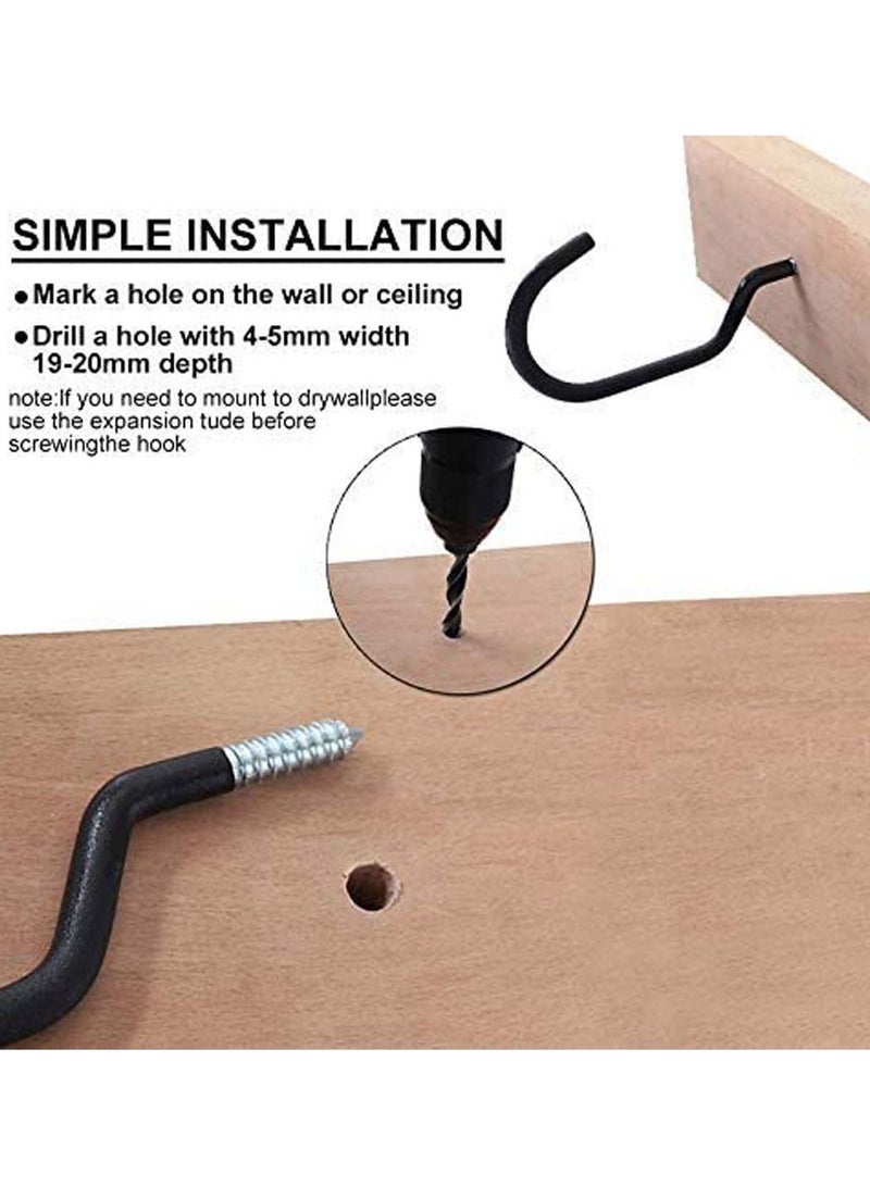 Heavy Duty Bike Storage Hooks Set 4 Pcs Hook Rack Ceiling Plant Kitchen Light Great for Garage Wall and Bicycle