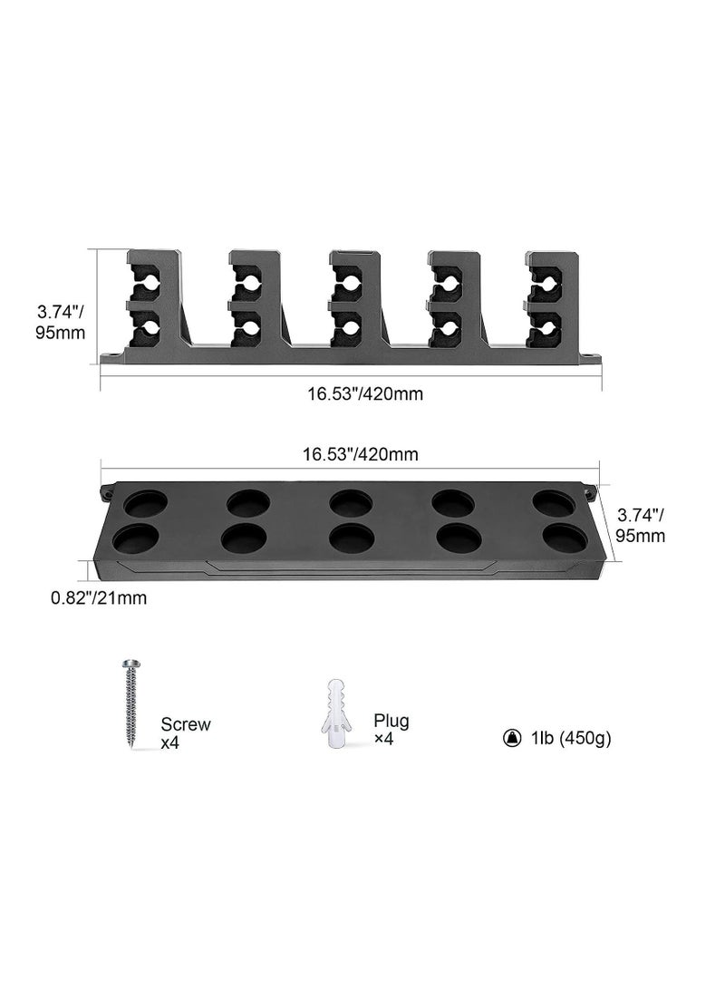 Fishing Pole Holder Black Wall Mounted Rod Holders for Garage Vertical Horizontal Ceiling Three Installation Methods ABS Plastic Store Up to 10 Rods Save Your Space