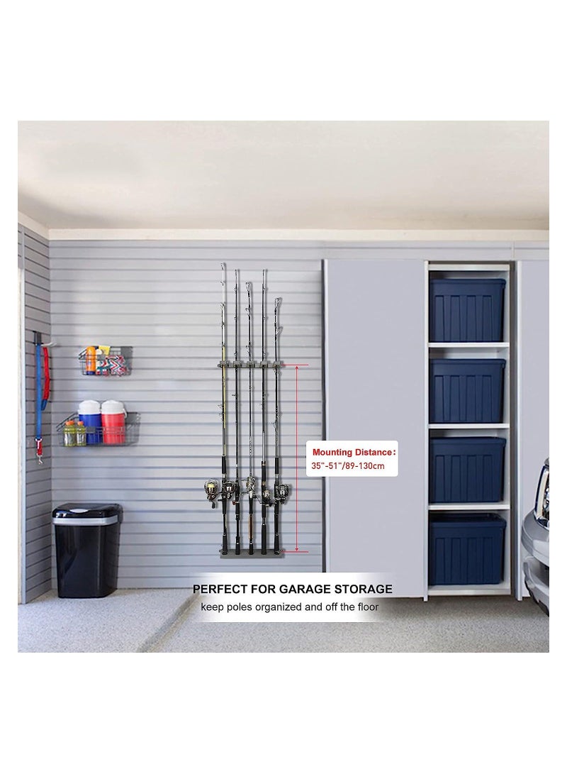 Fishing Pole Holder Black Wall Mounted Rod Holders for Garage Vertical Horizontal Ceiling Three Installation Methods ABS Plastic Store Up to 10 Rods Save Your Space