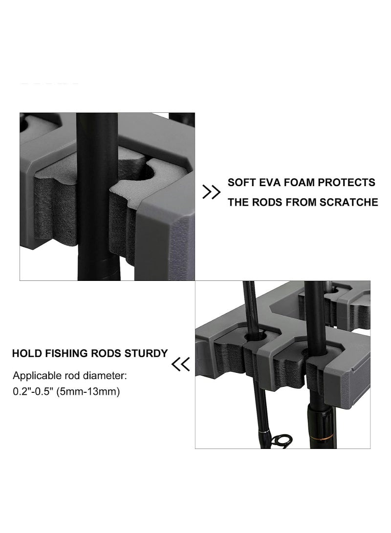 Fishing Pole Holder Black Wall Mounted Rod Holders for Garage Vertical Horizontal Ceiling Three Installation Methods ABS Plastic Store Up to 10 Rods Save Your Space