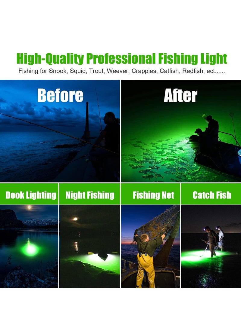 12V 20W Submersible Fishing Light, 216 LEDs Green Night Lights with Independent Switch, Underwater Fish Finder Lamp, Light Attractants 5m Power Cord
