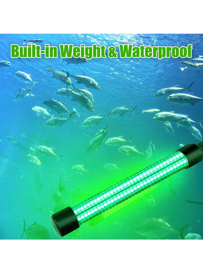 12V 20W Submersible Fishing Light, 216 LEDs Green Night Lights with Independent Switch, Underwater Fish Finder Lamp, Light Attractants 5m Power Cord
